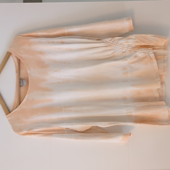 Chico's tie dye classic fit round neckline ruched Boho top laidback chic Sz 3/XL - Picture 4 of 7